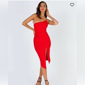 Princess Polly Aero Pink MIDI Dress Asymmetrical Hem And Neck Size 8